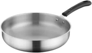 Camping Frying Pan Flat Griddle Non Stick Cooker Deep Fry Pan Stainless Steel for Outdoor Picnic Backpacking Indoor Hiking, 29.3cm