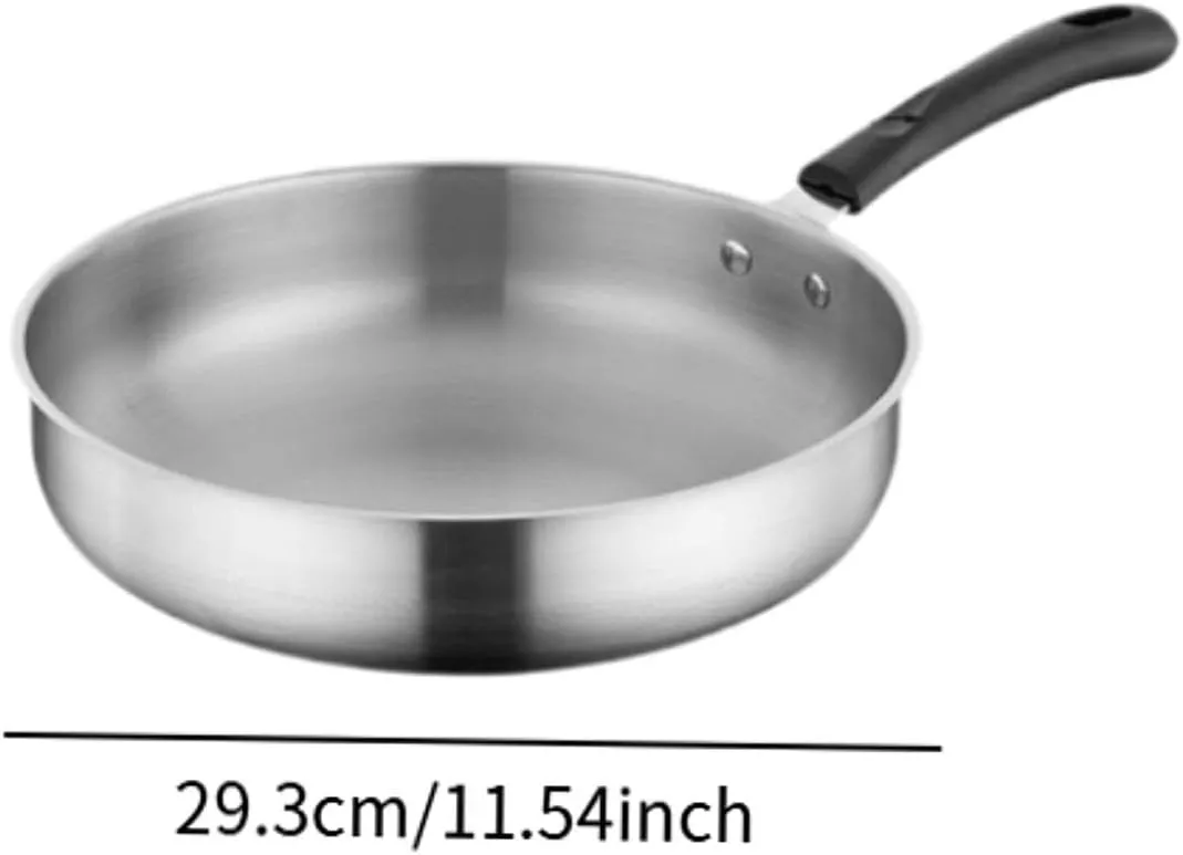 Camping Frying Pan Flat Griddle Non Stick Cooker Deep Fry Pan Stainless Steel for Outdoor Picnic Backpacking Indoor Hiking, 29.3cm