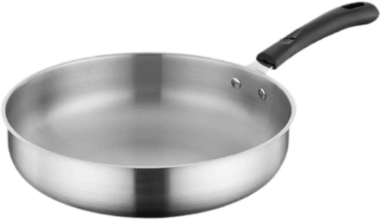 Camping Frying Pan Flat Griddle Non Stick Cooker Deep Fry Pan Stainless Steel for Outdoor Picnic Backpacking Indoor Hiking, 29.3cm