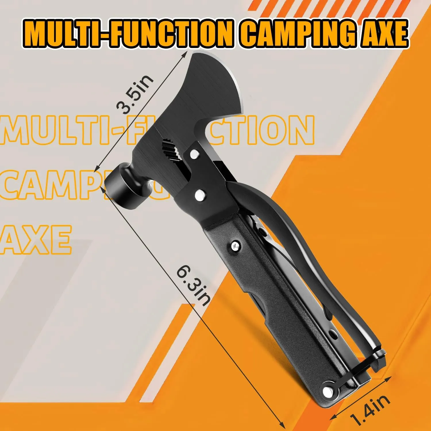 Camping Multitool Accessories Gifts for Men Dad, 18 in 1 Multi Tool Survival Gear with Axe Hammer Pliers Saw Screwdrivers Bottle Opener Whistle & Portable Sheath