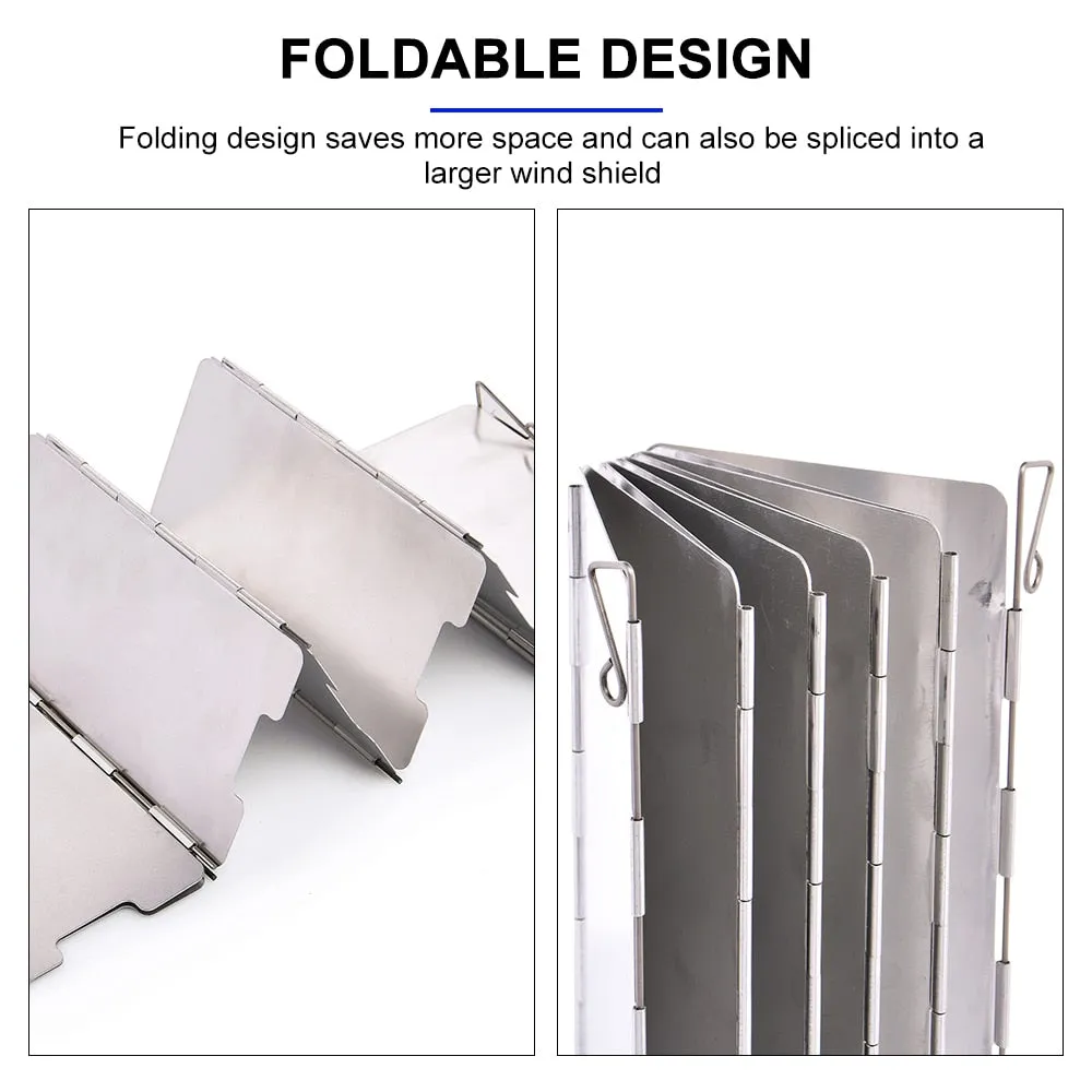 Camping Portable 9/10 Plates Stove Wind Shield Folding Outdoor Picnic