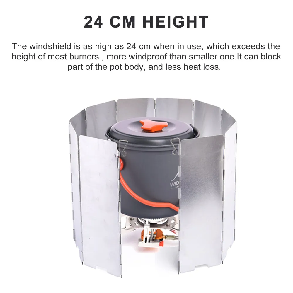 Camping Portable 9/10 Plates Stove Wind Shield Folding Outdoor Picnic