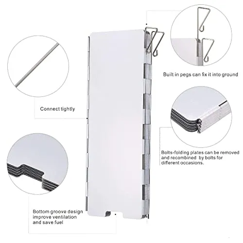 Camping Stove Windshield 14 Plates Aluminum 120*24cm