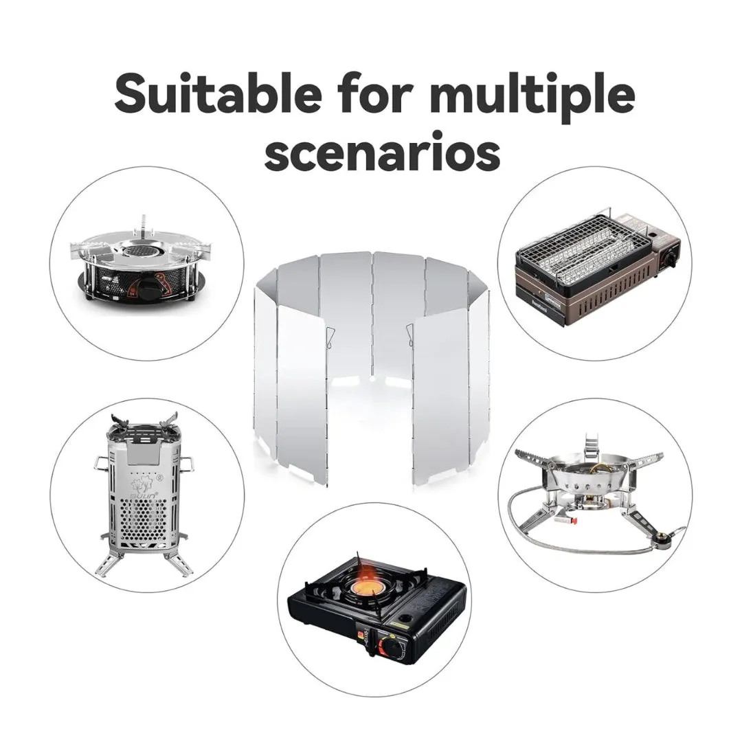 Camping Stove Windshield 14 Plates Aluminum 120*24cm