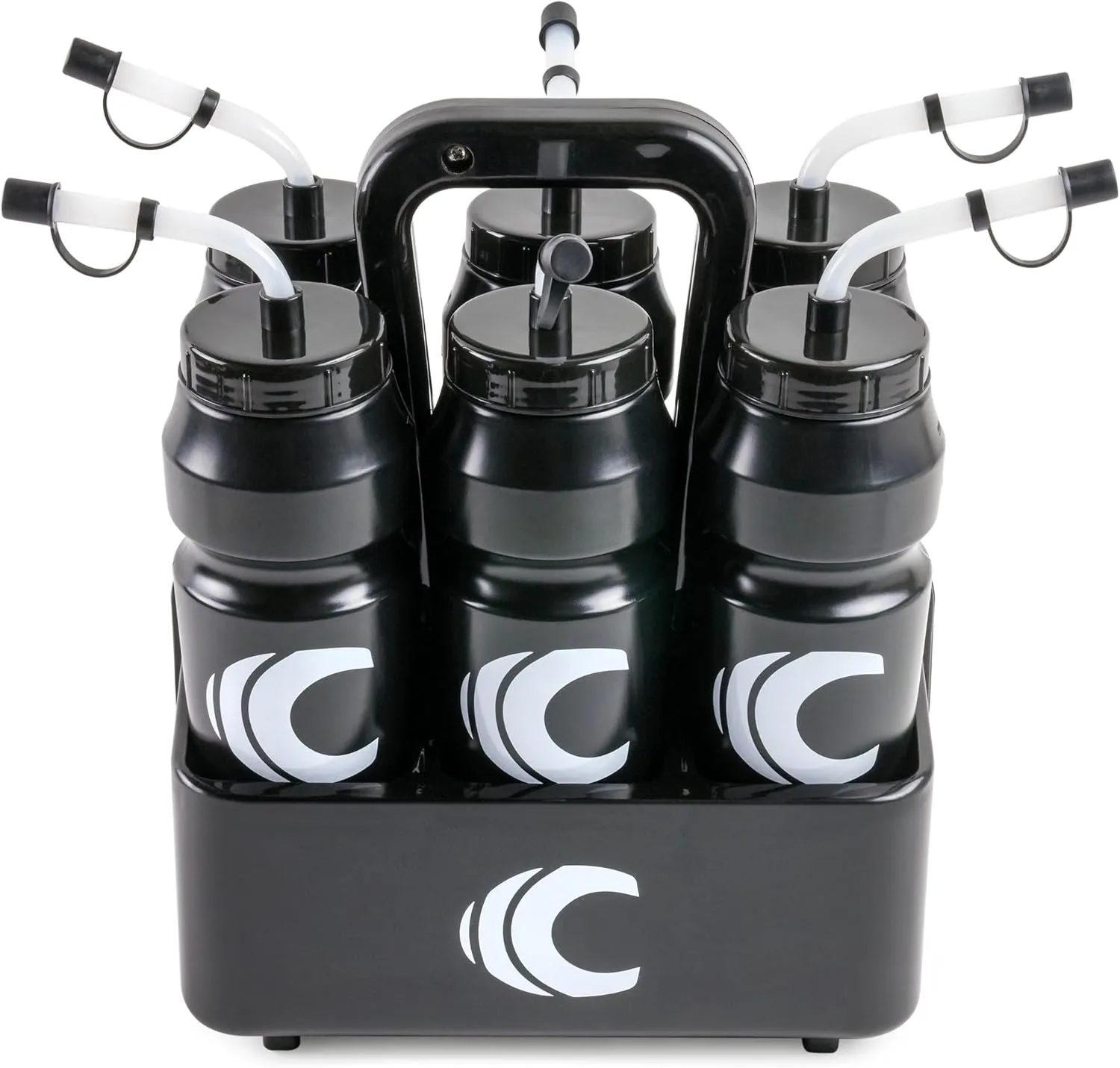 Cannon Sports 1 Liter Sports Water Bottle, BPA-Free, 34 Oz Capacity, Large Mouth, 2 lids (Straw and Squeeze) with Carrier, Great For Helmet Sports Such As Hockey, Lacrosse, Football, Boxing (Black)
