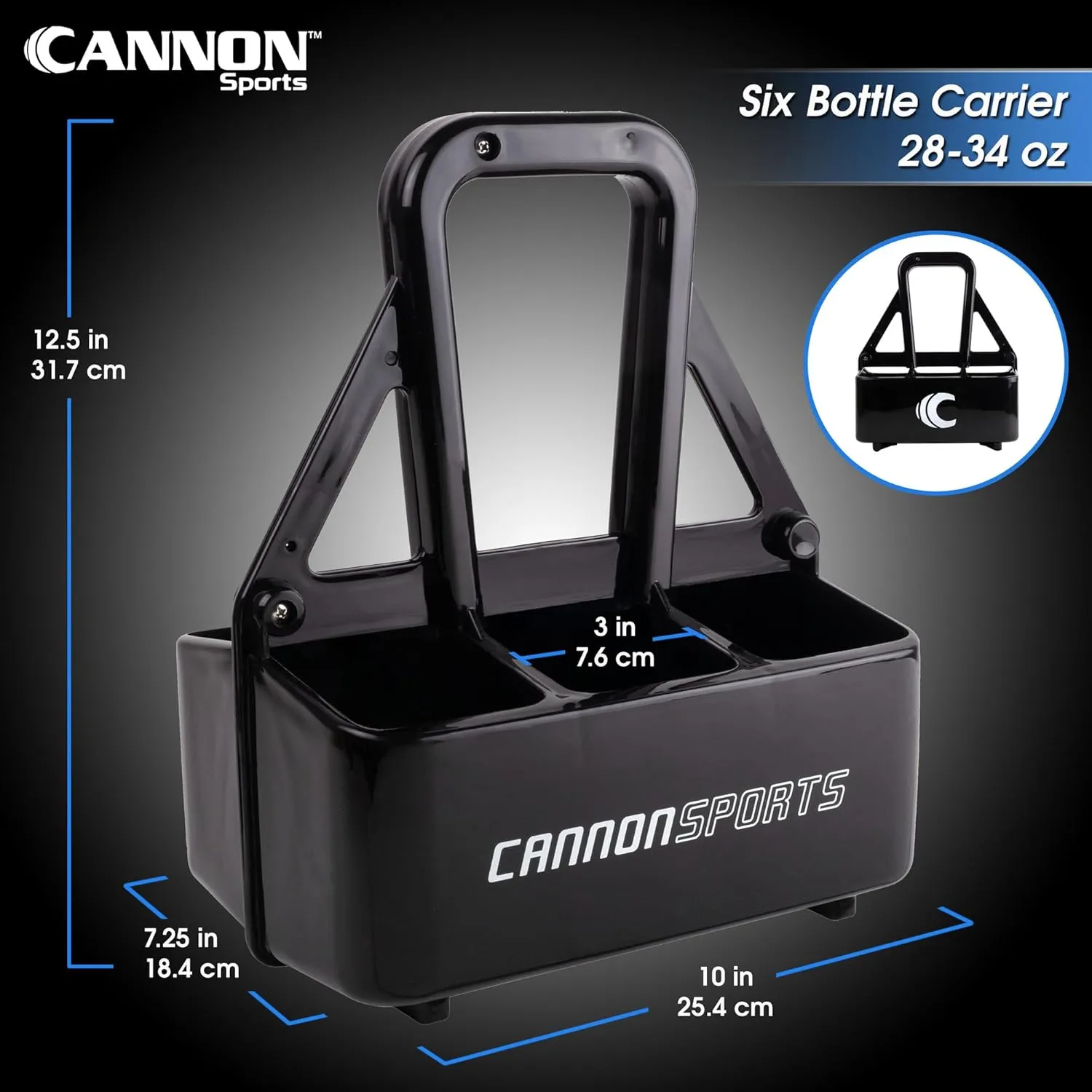 Cannon Sports 1 Liter Sports Water Bottle, BPA-Free, 34 Oz Capacity, Large Mouth, 2 lids (Straw and Squeeze) with Carrier, Great For Helmet Sports Such As Hockey, Lacrosse, Football, Boxing (Black)