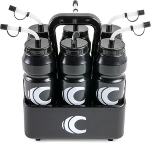 Cannon Sports 1 Liter Sports Water Bottle, BPA-Free, 34 Oz Capacity, Large Mouth, 2 lids (Straw and Squeeze) with Carrier, Great For Helmet Sports Such As Hockey, Lacrosse, Football, Boxing (Black)