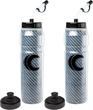 Cannon Sports 28oz Insulated Squeeze Water Bottle with Straw, Leak Proof Lids, 2 lids (Straw and Squeeze), Double Wall Insulation, Wide Mouth, BPA-Free (2 Pack) (Black)