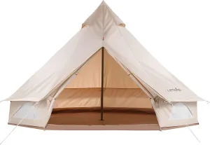 Canvas Bell Tent Yurt with Stove Jack, 4 Season Waterproof Camping Tent 4/6 Person Luxury Outdoor Glamping Tent for Camping, Cotton Tent Bell for Winter Camping, Hunting Party