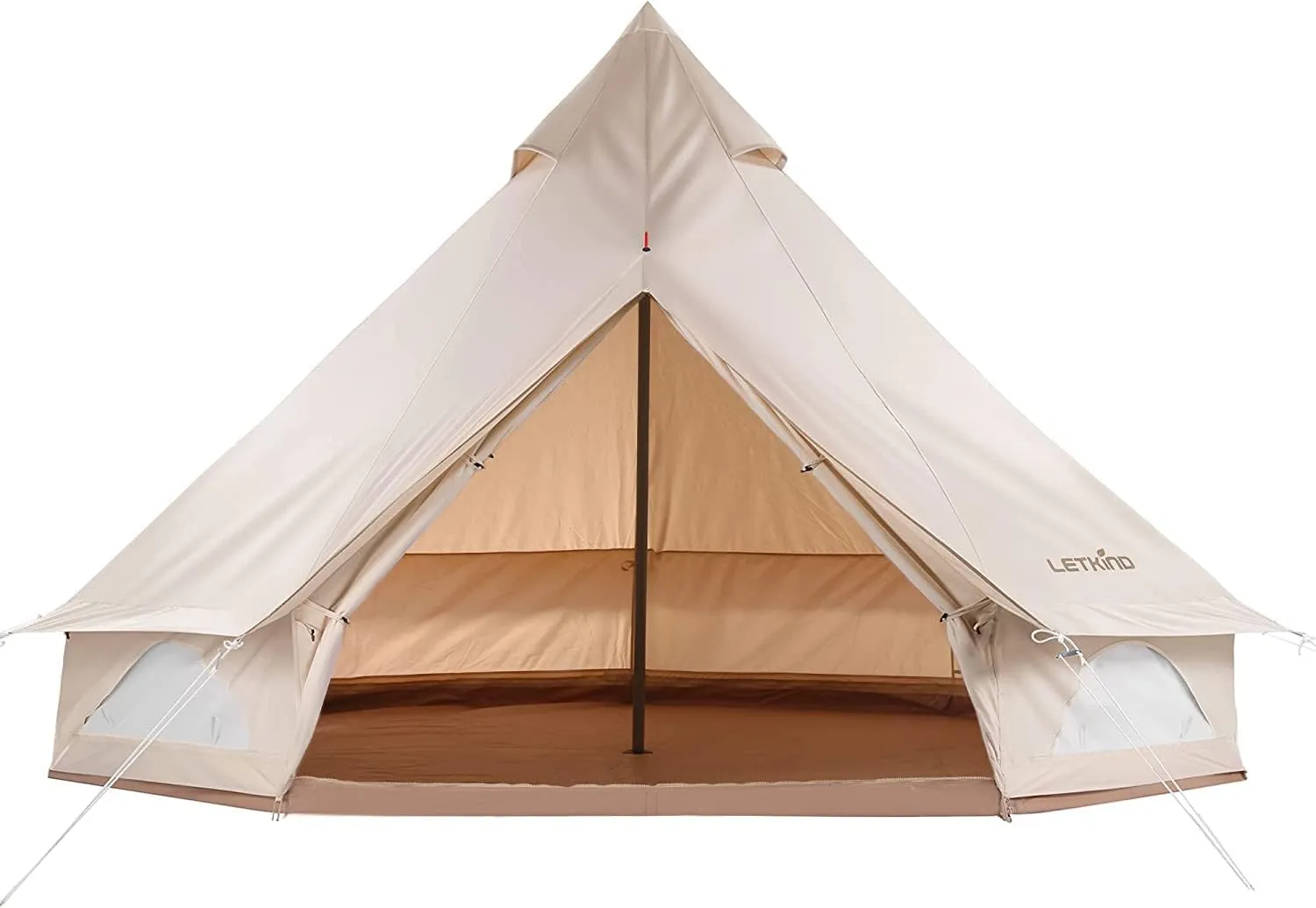 Canvas Bell Tent Yurt with Stove Jack, 4 Season Waterproof Camping Tent 4/6 Person Luxury Outdoor Glamping Tent for Camping, Cotton Tent Bell for Winter Camping, Hunting Party