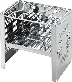 Captain Stag UG-43 3-in-1 Barbecue Stove, Bonfire Stand, Foldable, Kamado Grill, Smart Grill, B6 Type, Bag Included, 3 Adjustable Levels, Silver, For 1 Person