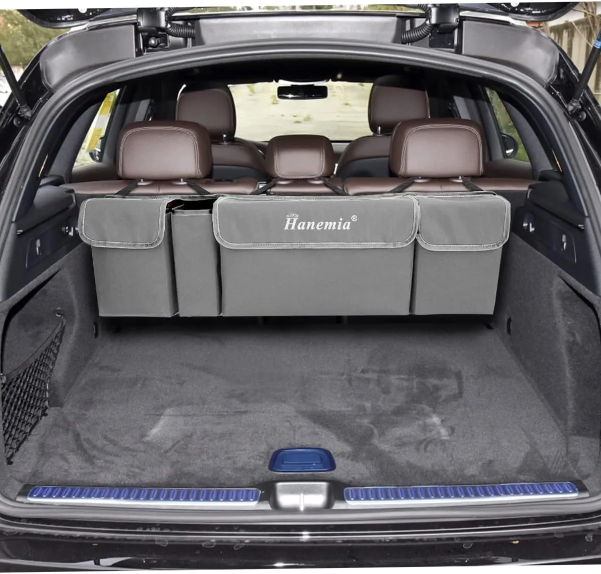 Car Trunk Organizer and Storage, Backseat Hanging Organizer for SUV, Truck, MPV, Waterproof, Collapsible Cargo Storage Bag with 4 Pockets, Car Interior Accessories (Gray)