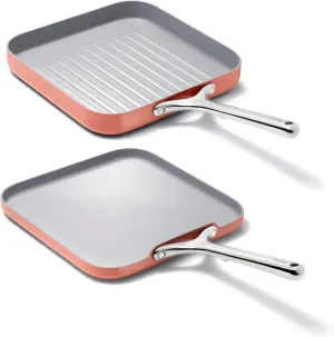 Caraway Griddle Pan & Grill Pan Duo - Non-Stick Ceramic Coated - Non Toxic, PTFE & PFOA Free - Oven Safe & Compatible with All Stovetops – Perracotta
