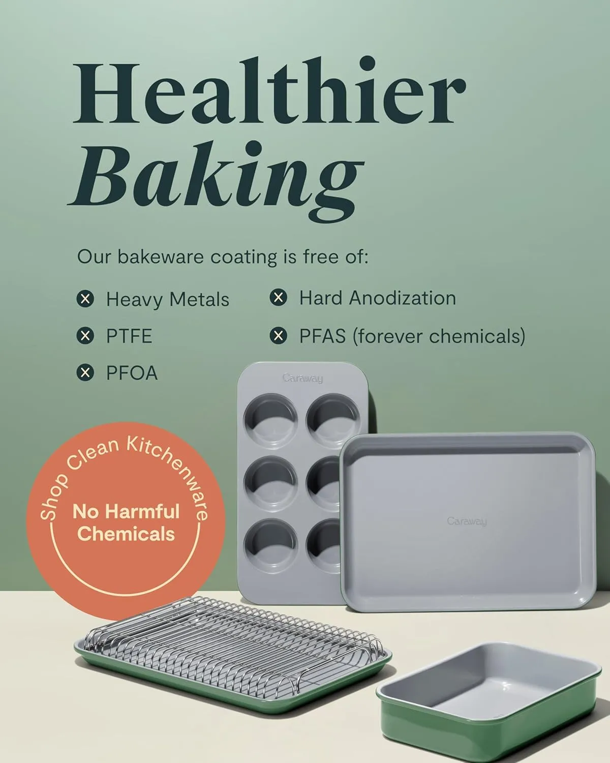 Caraway Nonstick Ceramic 6 Cup Muffin Pan – Non-Toxic, PTFE & PFOA Free – Oven Safe – Aluminized Steel Core – Small Muffin Pan for Baking Cupcakes, Muffins & More - Slate