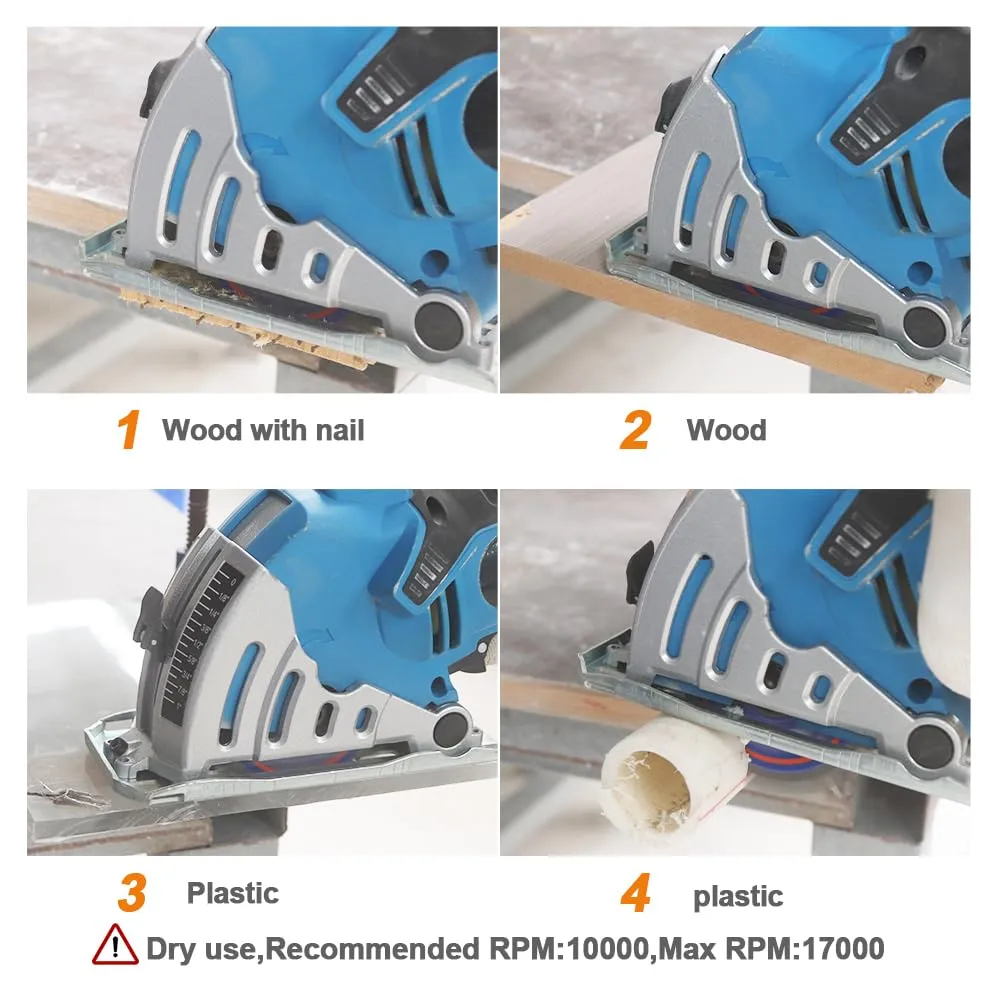 Carbide Tipped Teeth Compact Circular Saw Blade 24T 3 3/8"- BRSCHNITT 5pcs Wood Cutting Saw Blade for General Purpose Cutting & Trimming Wood, Plastic and Composite Materials Arbor:3/5"-3/8"