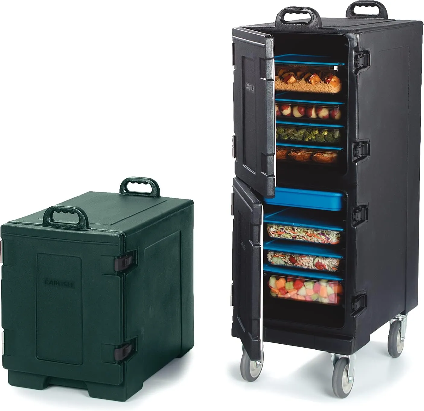 Carlisle FoodService Products Cateraide Insulated Front Loading Food Pan Carrier with Handles for Catering, Events, and Restaurants, Plastic, 5 Pans, Forest Green