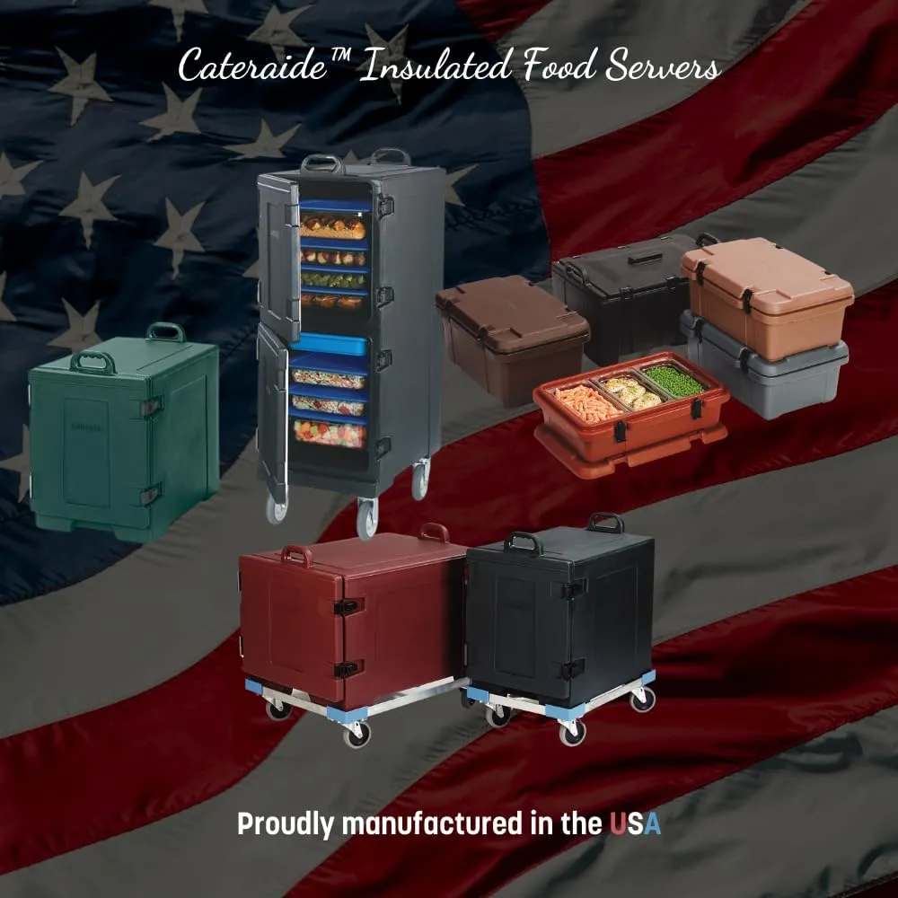 Carlisle FoodService Products Cateraide Insulated Front Loading Food Pan Carrier with Handles for Catering, Events, and Restaurants, Plastic, 5 Pans, Forest Green