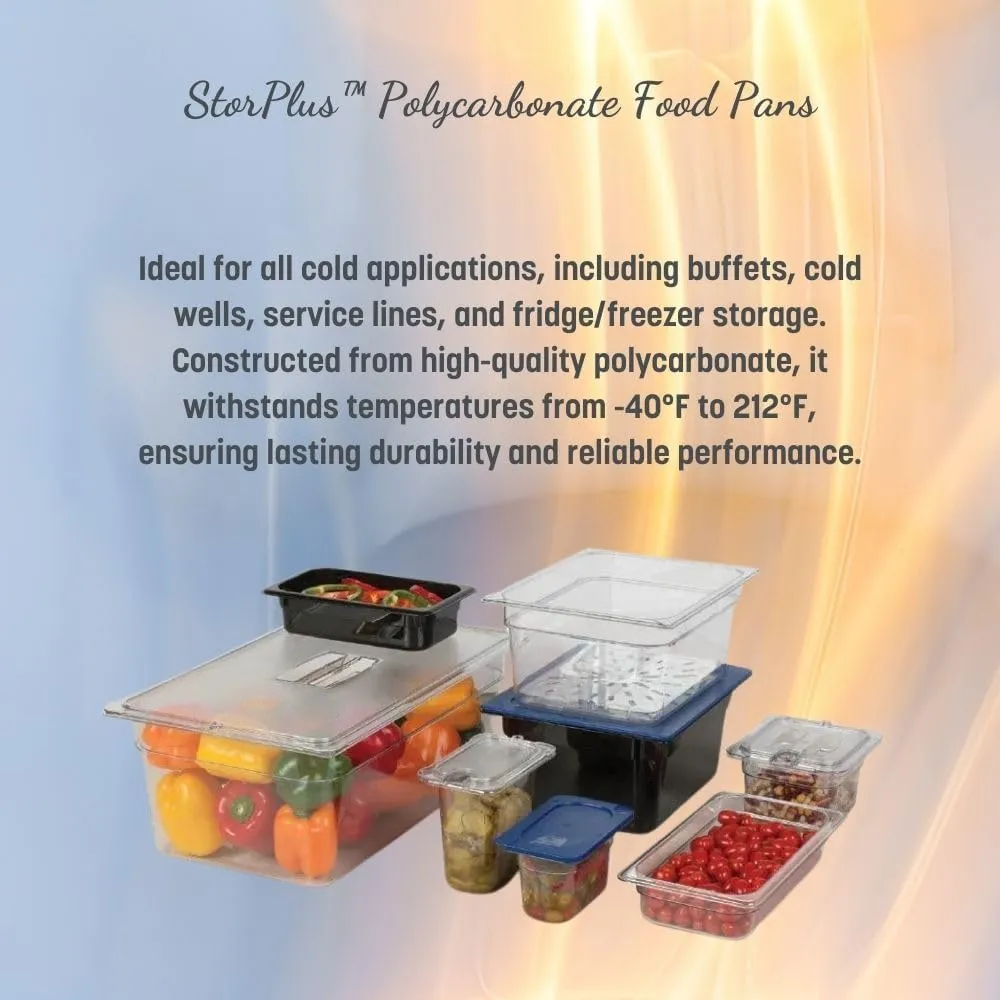 Carlisle FoodService Products Storplus Full-Size Plastic Food Pan, Food Storage Container, for Catering, Buffets, Restaurants, Polycarbonate, Full Size, 4 Inches Deep, Black, (Pack of 6)