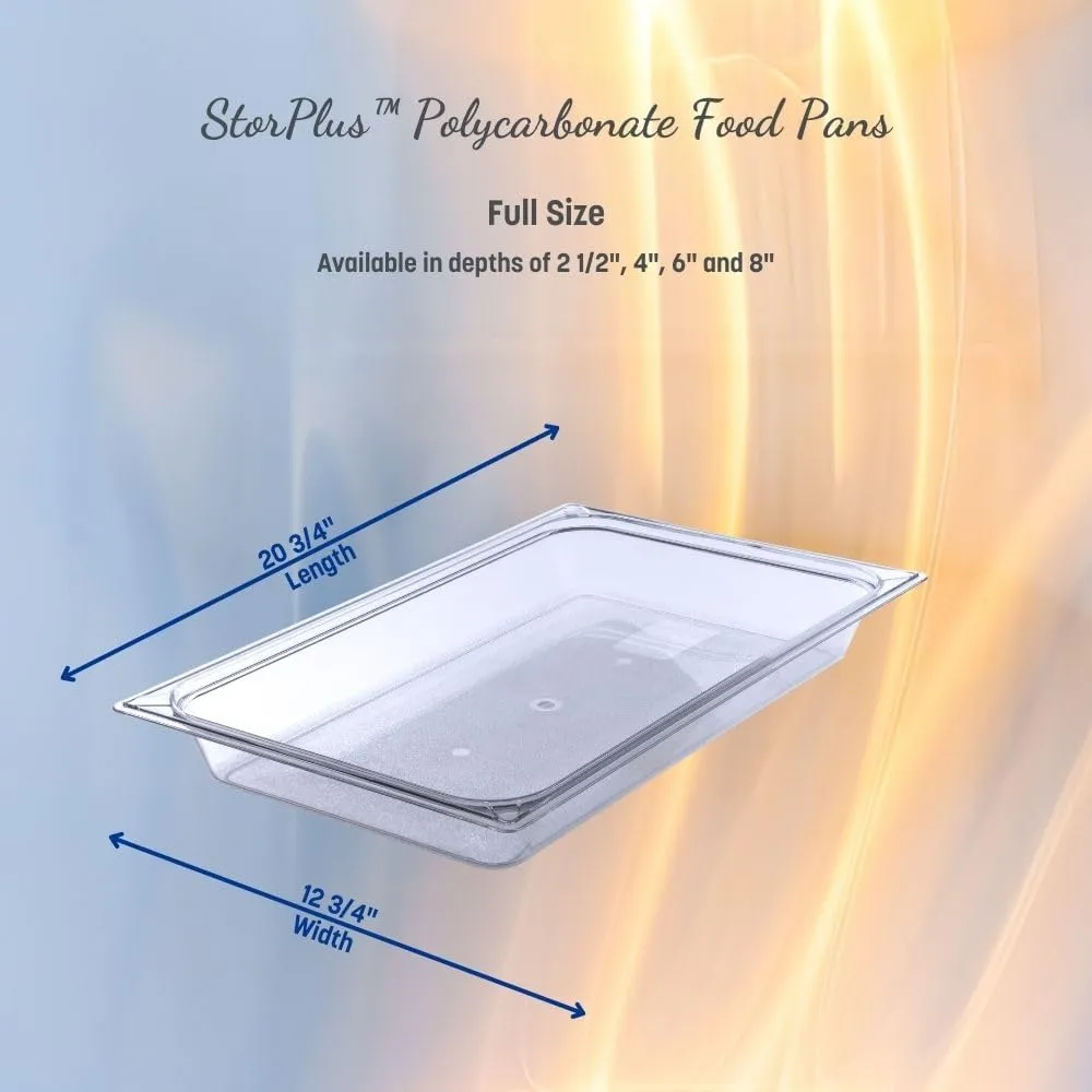 Carlisle FoodService Products Storplus Full-Size Plastic Food Pan, Food Storage Container, for Catering, Buffets, Restaurants, Polycarbonate, Full Size, 4 Inches Deep, Black, (Pack of 6)