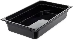 Carlisle FoodService Products Storplus Full-Size Plastic Food Pan, Food Storage Container, for Catering, Buffets, Restaurants, Polycarbonate, Full Size, 4 Inches Deep, Black, (Pack of 6)