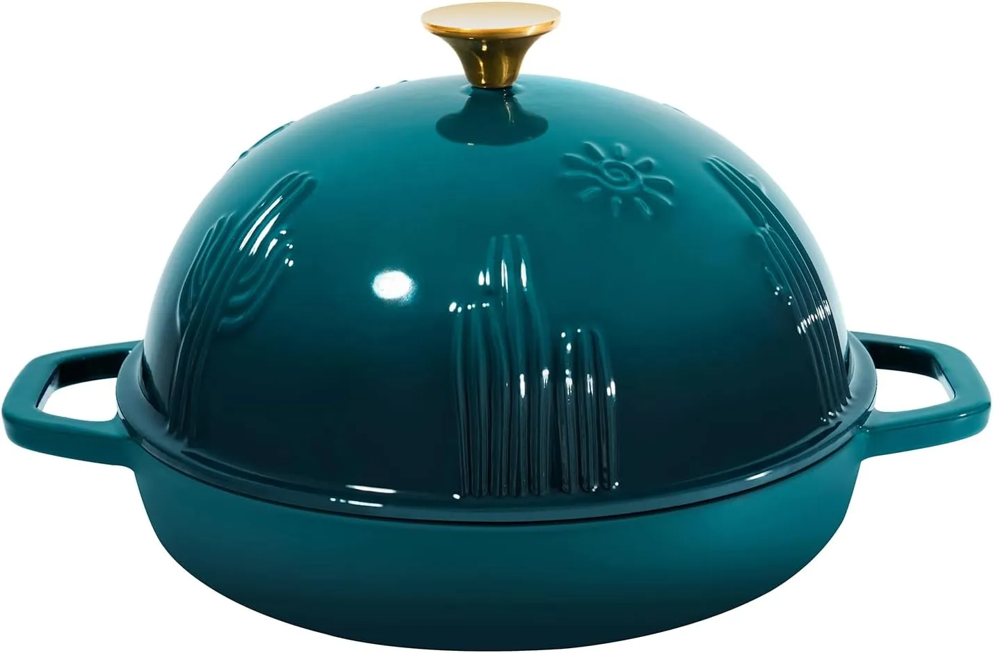 Cast Iron Bread Dutch Oven with Cloche Lid for Bread Baking Darkcyan Enameled Cast Iron Bread Oven with Dome Lid for Sourdough 5 qt