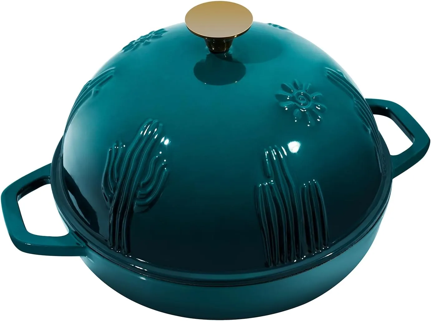 Cast Iron Bread Dutch Oven with Cloche Lid for Bread Baking Darkcyan Enameled Cast Iron Bread Oven with Dome Lid for Sourdough 5 qt
