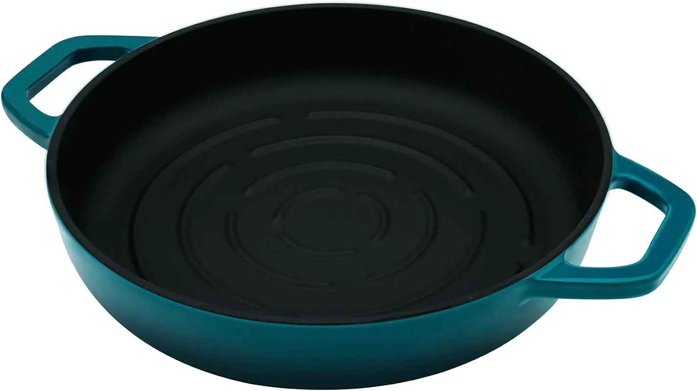 Cast Iron Bread Dutch Oven with Cloche Lid for Bread Baking Darkcyan Enameled Cast Iron Bread Oven with Dome Lid for Sourdough 5 qt