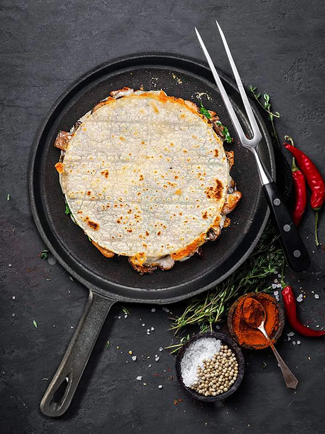 Cast Iron Griddle/Pan Skillet, Pre-Seasoned Comal for Gass Stove Pizza, Steak, Grill, Pancakes