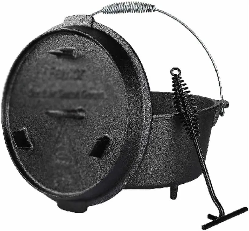 Cast Iron Pot Outdoor Camping Pot BBQ Hanging Pot Soup Pot Stew Pot Outdoor Indoor Cooking