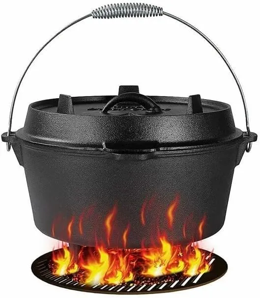 Cast Iron Pot Outdoor Camping Pot BBQ Hanging Pot Soup Pot Stew Pot Outdoor Indoor Cooking