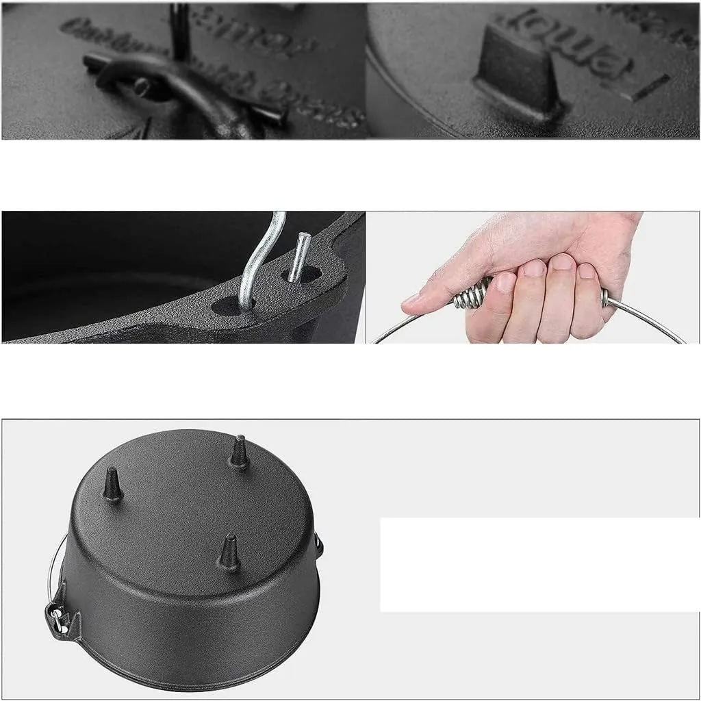 Cast Iron Pot Outdoor Camping Pot BBQ Hanging Pot Soup Pot Stew Pot Outdoor Indoor Cooking