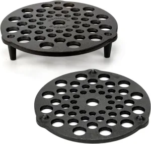 Cast Iron Trivet 2 PCS Set, 8-inch, Meat Rack, Cast Iron Grate for Dutch Ovens, Raise Food in Dutch Oven, Used as Burner Diffuser, Use Directly on Camp Fire, Used as Trivet on Table
