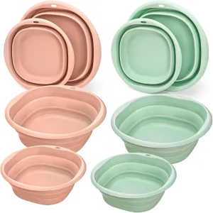 Cedilis Set of 4 Collapsible Wash Basin, 2.5L& 4.5L Foldable Washing Tub, Plastic Bottle Sink Basket, Portable Dish Tub Basin for Laundry, Camping, Trip, Travel