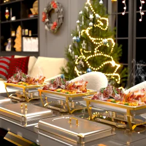 Chafing Dishes for Buffet, 9QT Chafing Dish Buffet Set Stainless Steel Buffet Food Warmers Sets for Catering Events Parties Dinners with Complete Set,Gold and Silver (4)