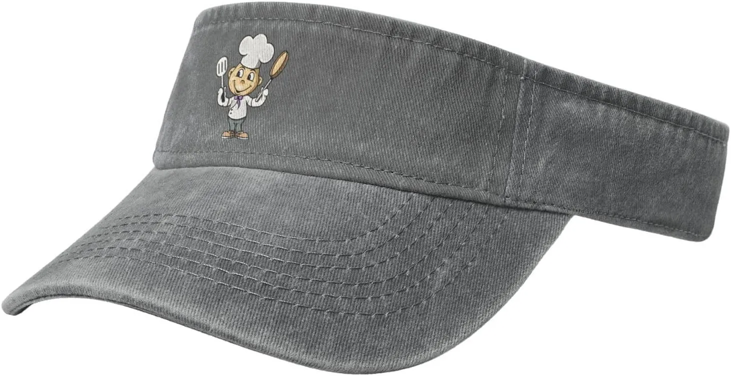 Chef with Spatula and Frying Pan Sun Visor Hats for Women Men Sun Hat Cotton Golf Hat Vintage Baseball Cap