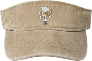 Chef with Spatula and Frying Pan Sun Visor Hats for Women Men Sun Hat Cotton Golf Hat Vintage Baseball Cap