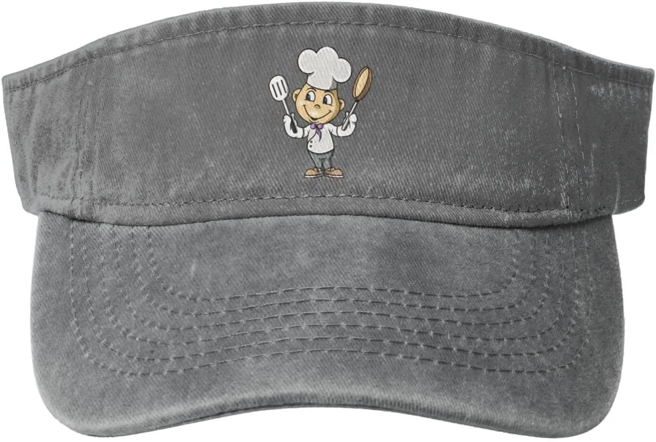 Chef with Spatula and Frying Pan Sun Visor Hats for Women Men Sun Hat Cotton Golf Hat Vintage Baseball Cap