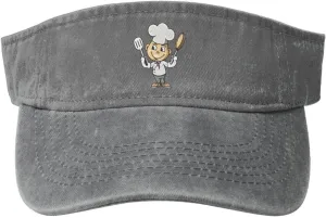 Chef with Spatula and Frying Pan Sun Visor Hats for Women Men Sun Hat Cotton Golf Hat Vintage Baseball Cap