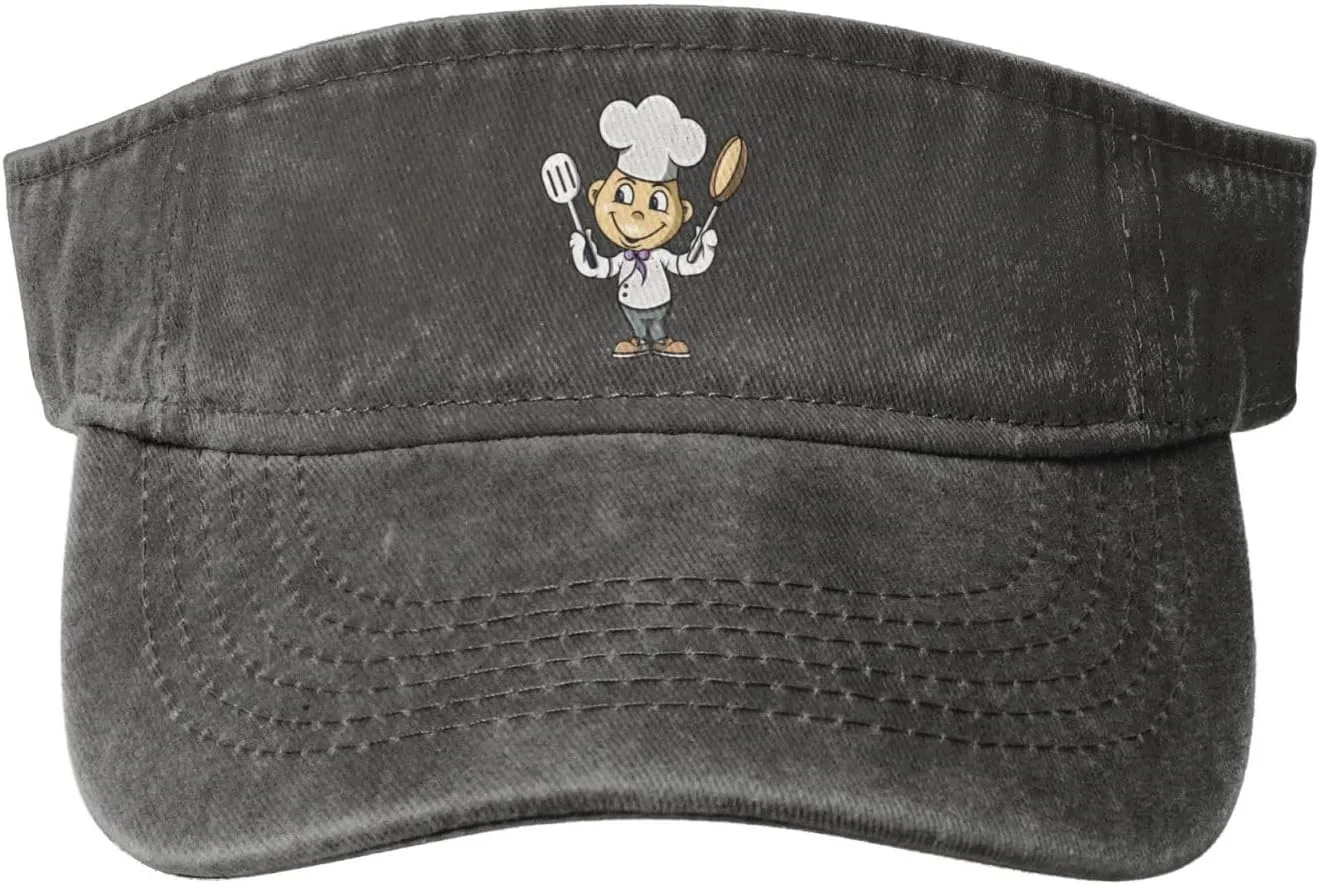 Chef with Spatula and Frying Pan Sun Visor Hats for Women Men Sun Hat Vintage Golf Hat Adjustable Baseball Cap