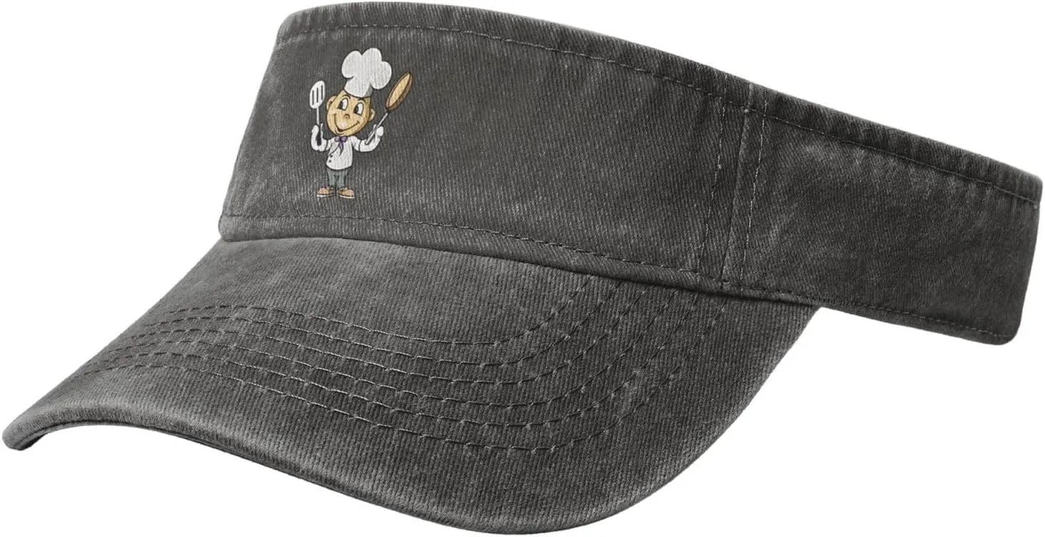 Chef with Spatula and Frying Pan Sun Visor Hats for Women Men Sun Hat Vintage Golf Hat Adjustable Baseball Cap