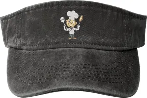 Chef with Spatula and Frying Pan Sun Visor Hats for Women Men Sun Hat Vintage Golf Hat Adjustable Baseball Cap