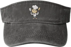Chef with Spatula and Frying Pan Sun Visor Hats for Women Men Sun Hat Vintage Golf Hat Adjustable Baseball Cap