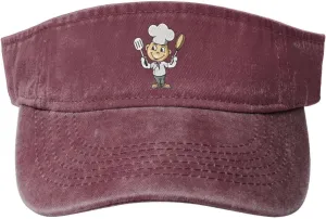 Chef with Spatula and Frying Pan Sun Visor Hats for Women Men Sun Hat Vintage Golf Hat Adjustable Baseball Cap