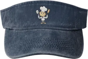 Chef with Spatula and Frying Pan Sun Visor Hats for Women Men Sun Hat Vintage Golf Hat Adjustable Baseball Cap