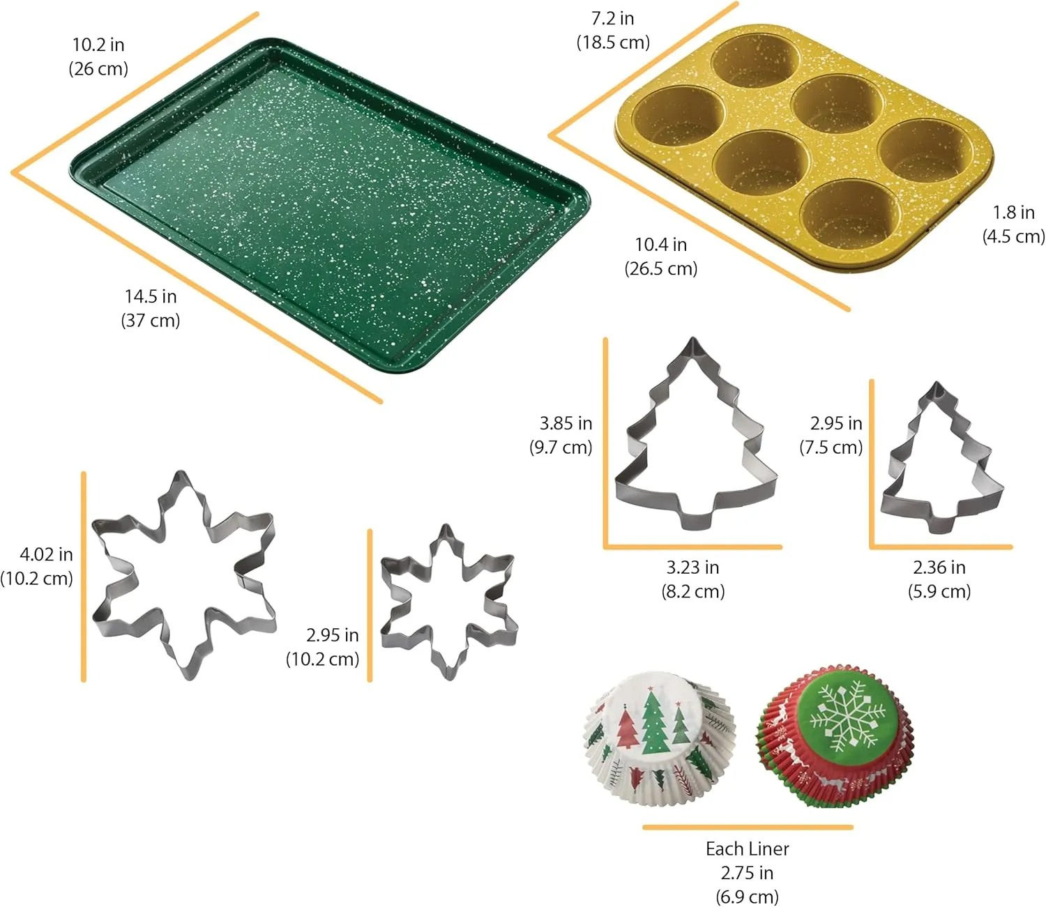 Chicago Metallic 78 Piece Holiday Baking Set, Perfect for Baking Holiday Cookies, Cupcakes, Muffins, and Much More