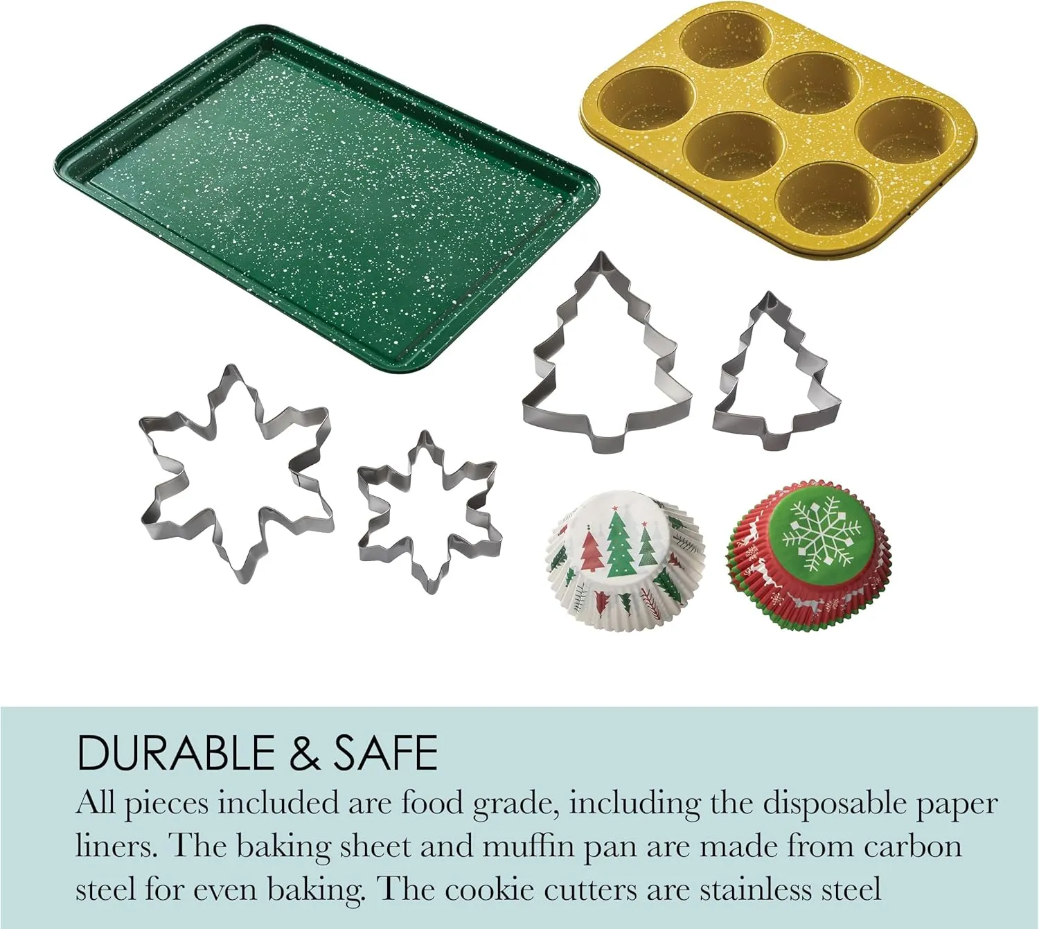 Chicago Metallic 78 Piece Holiday Baking Set, Perfect for Baking Holiday Cookies, Cupcakes, Muffins, and Much More