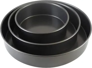 Chicago Metallic Professional 3-Piece Round Cake Pan Set of 6, 8, 10 inch Premium Nonstick Bakeware, Heavy-Weight Carbon Steel for Even Baking, Perfect for Layer Cakes