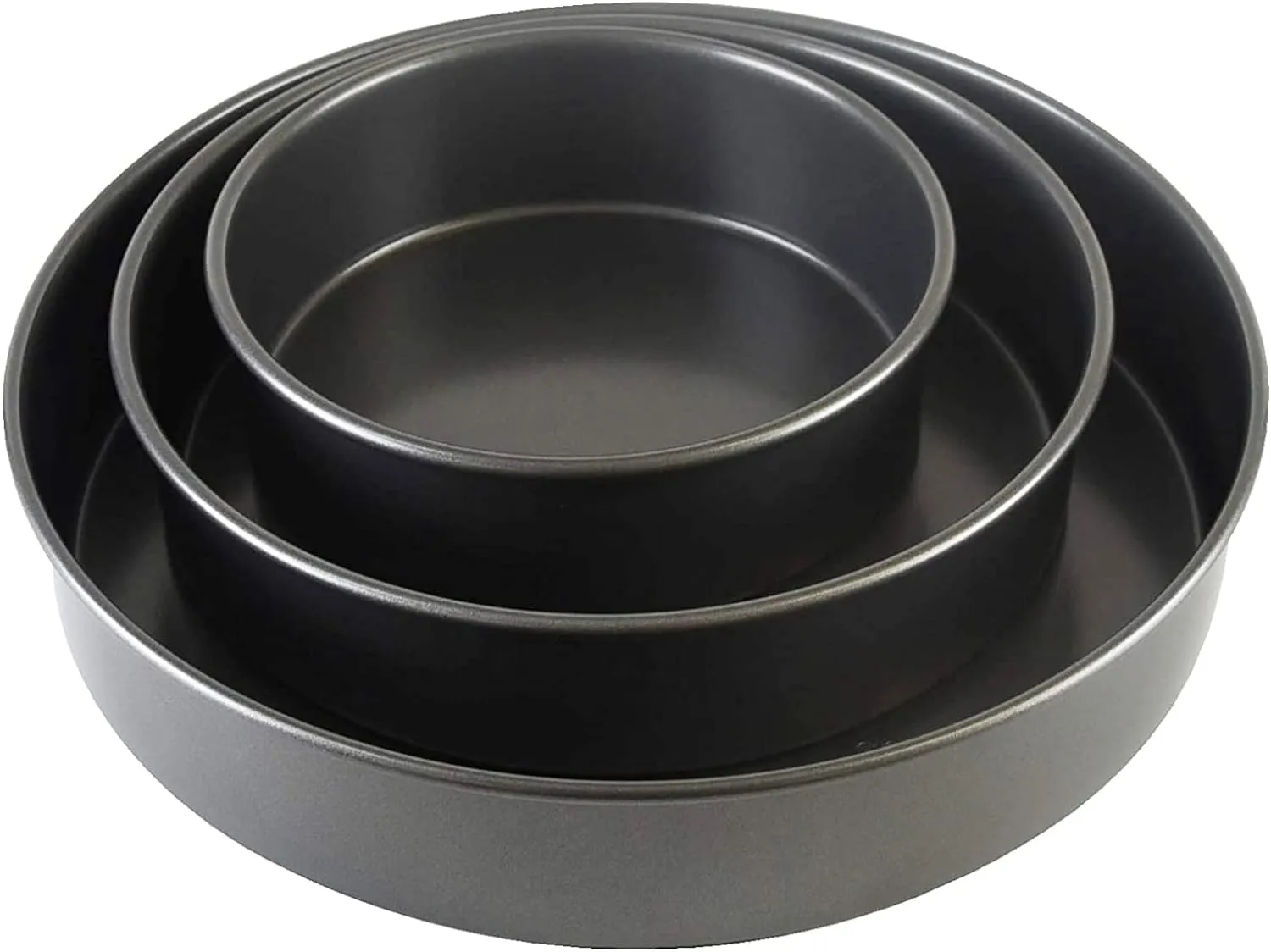 Chicago Metallic Professional 3-Piece Round Cake Pan Set of 6, 8, 10 inch Premium Nonstick Bakeware, Heavy-Weight Carbon Steel for Even Baking, Perfect for Layer Cakes