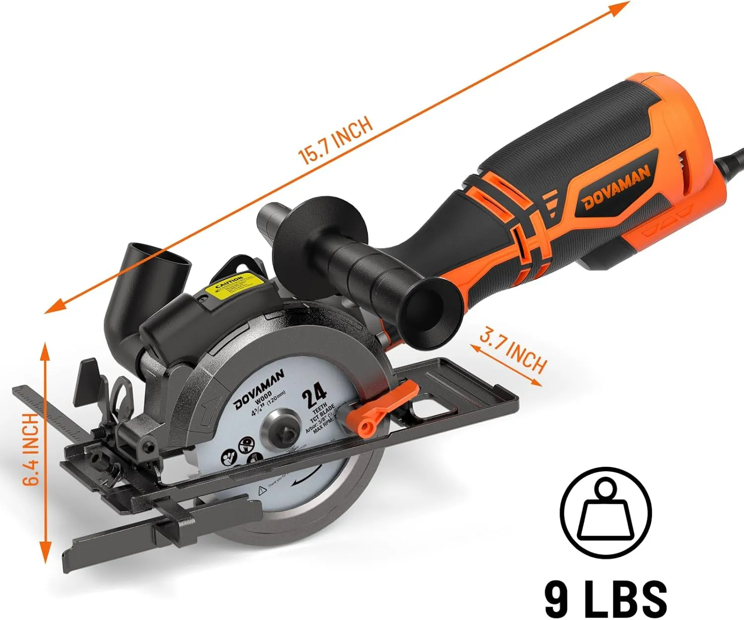 Circular Saw, 5.8A 4-1/2" Circular Saw w/Laser, Metal Auxiliary Handle, 6 Blades (4½", 4¾"), Cutting Depth 1-11/16" (90°), 1-1/8" (45°), Ideal for Wood, Soft Metal, Plastic, Tile - MCS01A