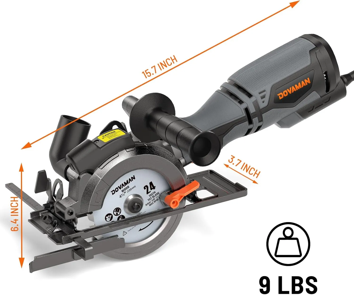 Circular Saw, 5.8A 4-1/2" Circular Saw w/Laser, Metal Auxiliary Handle, 6 Blades (4½", 4¾"), Cutting Depth 1-11/16" (90°), 1-1/8" (45°), Ideal for Wood, Soft Metal, Plastic, Tile - MCS01A